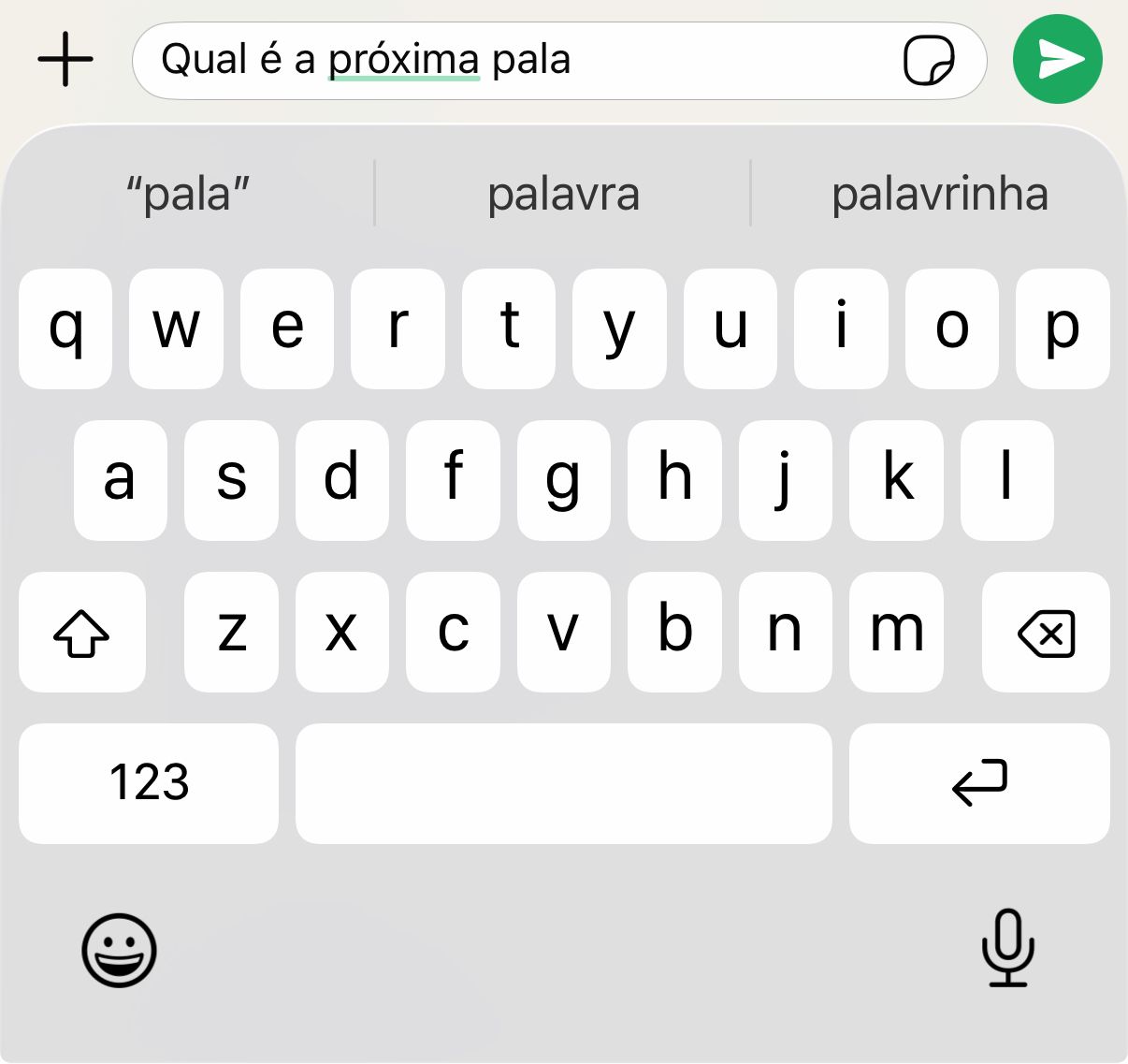 Teclado sugerindo próxima palavra